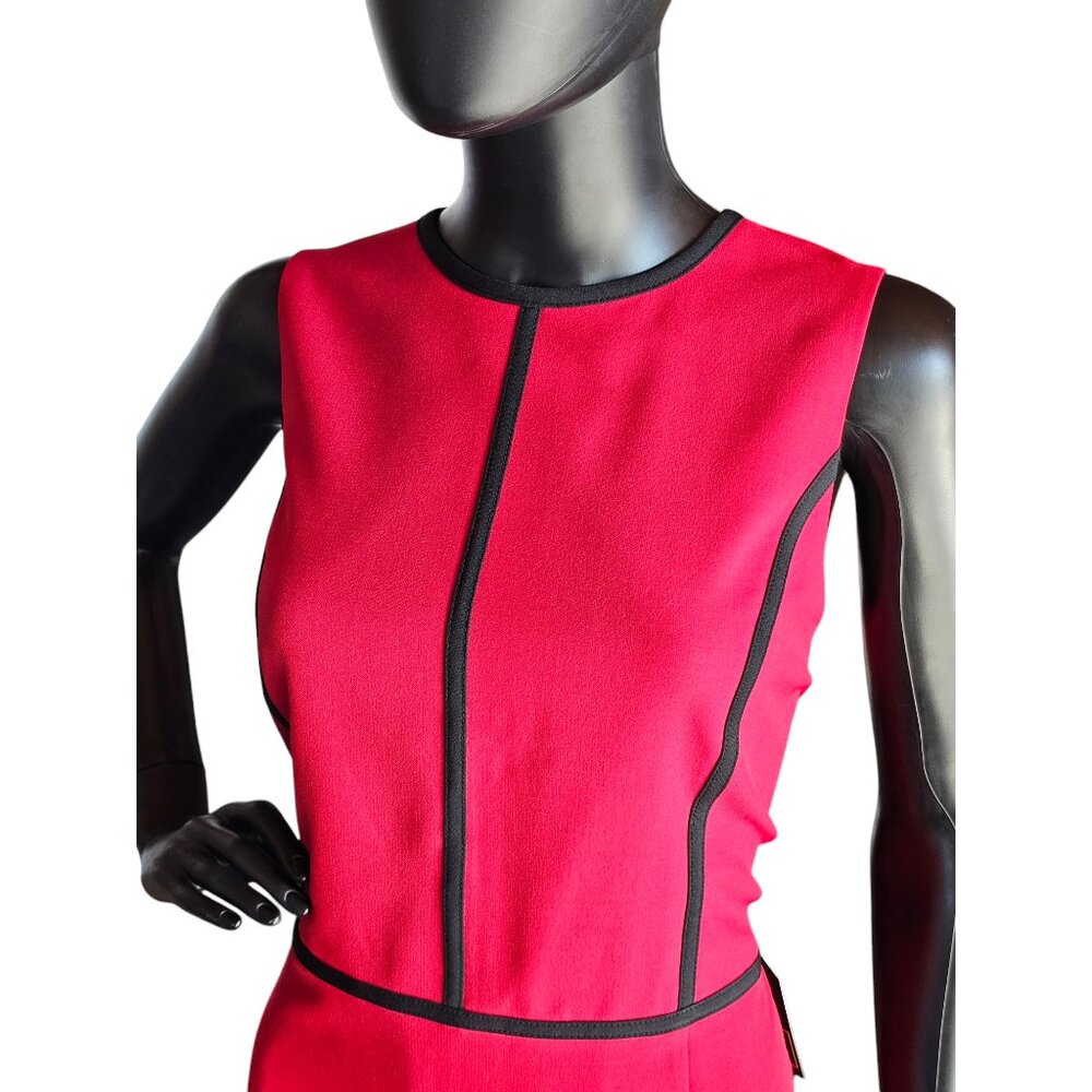 Black Label by Evan Picone NWT - Red/Black Piping Mid Length Sheath Dress -